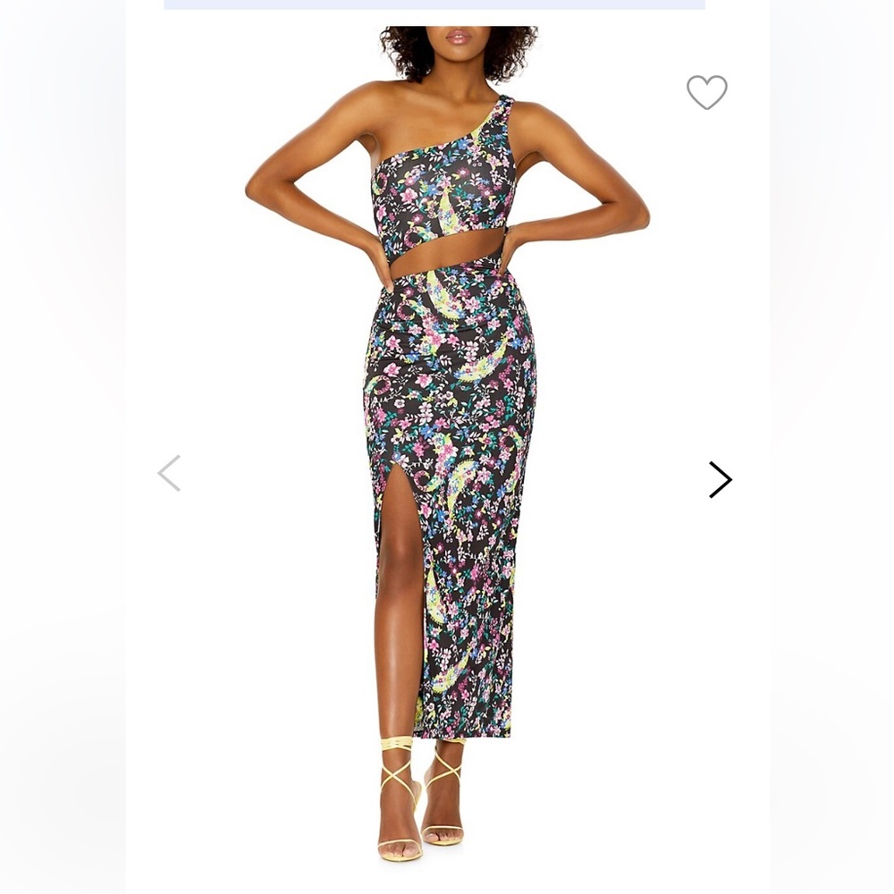 AFRM Lumi asymmetrical floral print cutout dress